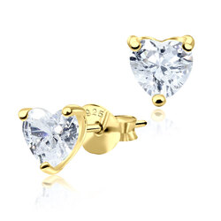 Gold Plated Heart CZ Silver Earrings STS-2617-GP